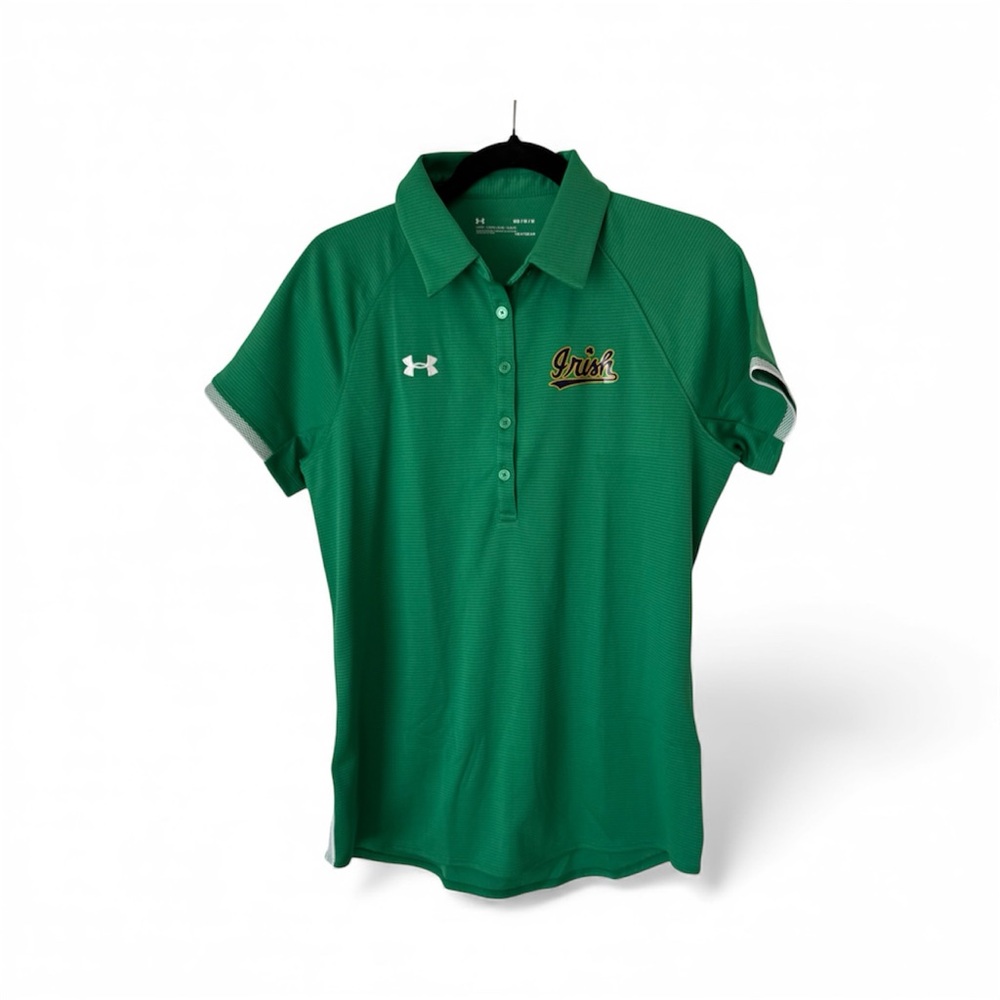Under Armour Heat Gear Short Sleeve Notre Dame Irish Polo - Green - Medium - NWT